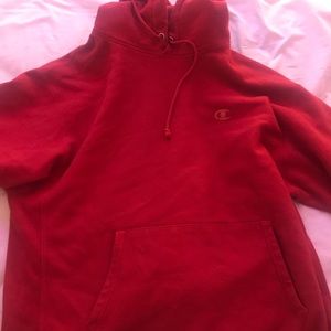 reverse weave red champion hoodie